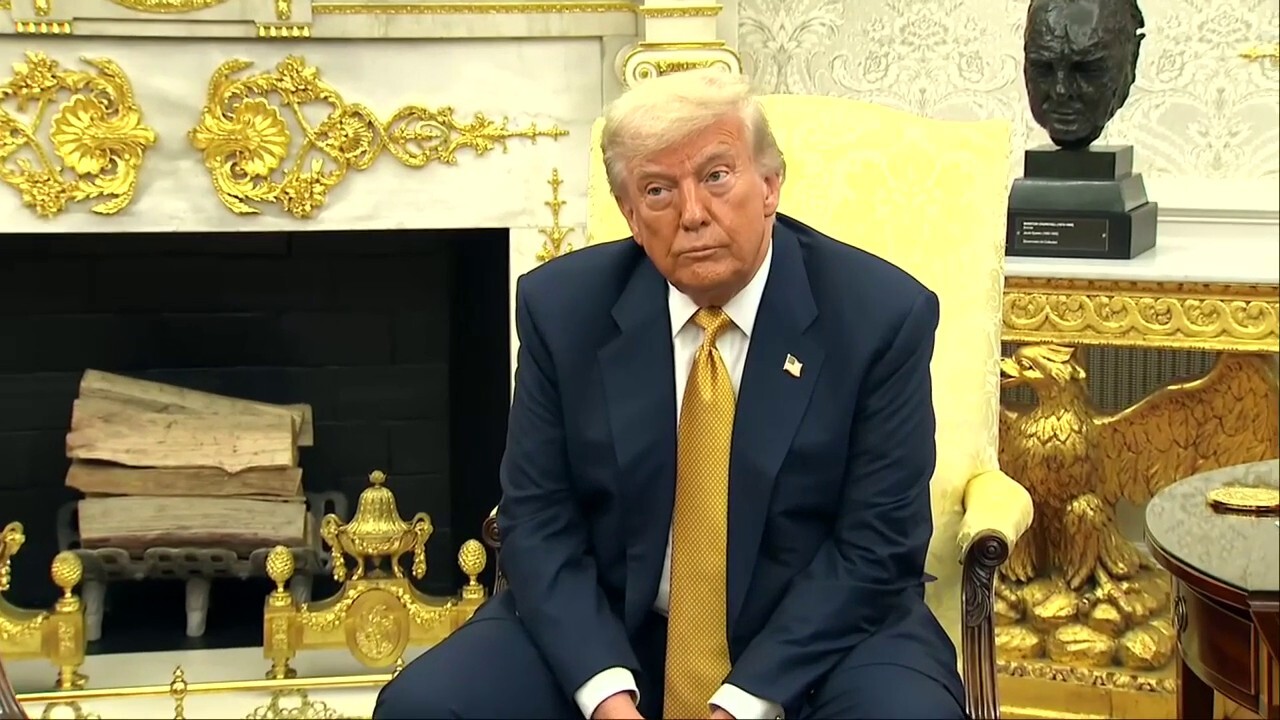 President Donald Trump speaks about meeting with House Republicans who agreed that Fed Chair Jerome Powell should be fired.